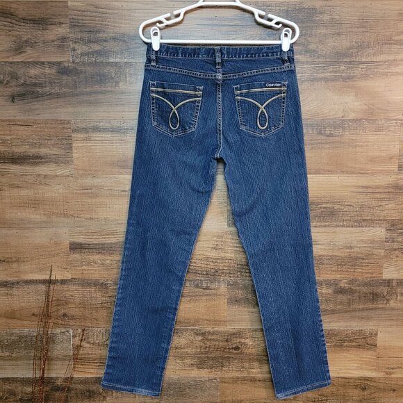 Vtg Calvin Klein Jeans Size 8 Skinny Mid Rise Medium Dark Wash Denim Y2K - Picture 1 of 10